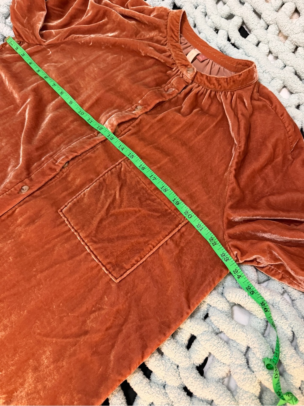 Pilcro Velvet Button-Front Blouse in Burnt Orange XL - Picture 9 of 16